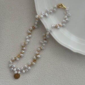 ViviVPearl 657 Baroque Pearl Necklace,14K Gold Pendant