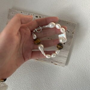 VivivPearl 697 Bracelets Jewelry , Baroque Pearl Tigers Eye Bracelet
