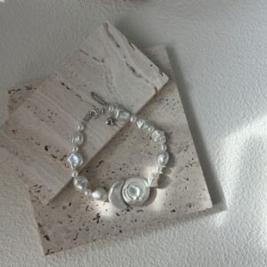 VivivPearl 702 Baroque Bracelets,Asymmetrical Sun Moon Baroque Pearl